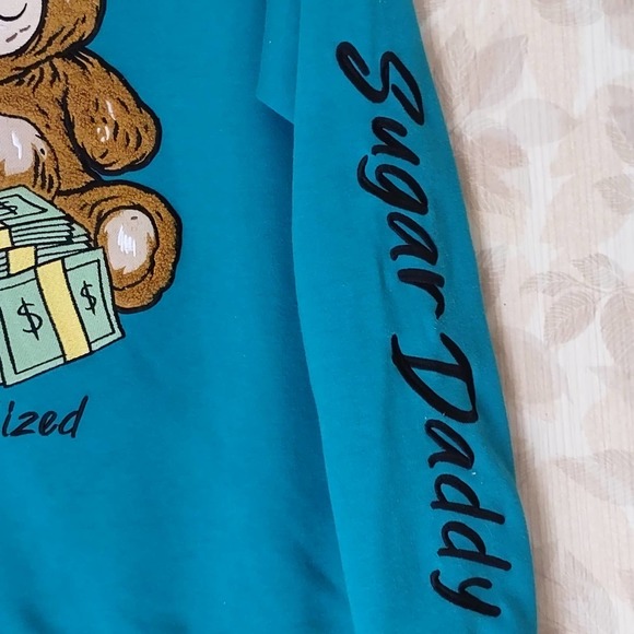 Civilized Sugar Daddy Bear Money Stacks Men's Small Crew Neck Sweater - Picture 5 of 11